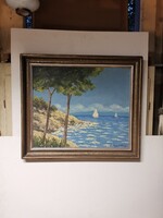 Vasvári Wertheimer Sándor "Mediterán táj"olaj-farost