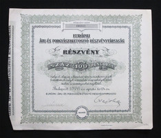 Európai Áru- és Podgyászbiztosító részvény 100 pengő 1926