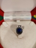 Kerek lapis lazuli köves ezüst gyűrű