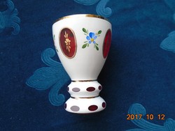 Bidermeier kézzel festett aranyozott talpas pohár