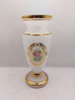 Bohemia üveg váza, 21 cm-es magasságú, aranyozott. art deco, 7943