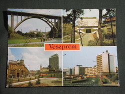 Képeslap,Veszprém,mozaik,Viadukt híd,Séd filmszínház,utca,városi látkép,részlet, 1983-