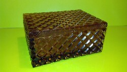 Vintage Bohemia méz amber borostyán színű üveg doboz ékszeres cukorkás