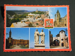 Képeslap,Veszprém,mozaik,szent István szobor,Viadukt híd,vármúzeum,kapu látkép,részlet, 1986-