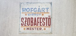 Régi lemeztábla, szobafestő mester