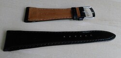 Minőségi borjúbőrből készült 22 mm-es tüskecsatos fekete óraszíj - Ajándék is lehet