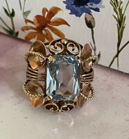 14 k Antik Akvamarin gyűrű