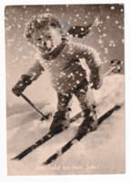 M:04 Mecki Süni üdvözlő bábos képeslap 1961 (Karácsony-Újév)