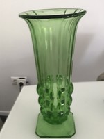 Art deco uránüveg váza, 35 cm magas