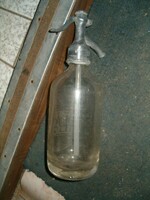 MÁV antik szódásüveg, írott fejjel, fejazonos