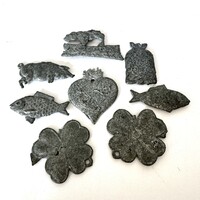 8 Viennese Jugendstil New Year pewter figures - Viennese art deco lucky figures early 1900s