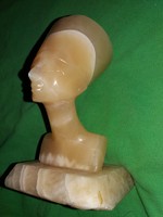 Antik Egyiptom kézzel faragott onyx kő fáraó NOFRETITI szobor büszt 18 cm a képek szerint