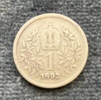 Ezüst 1 Korona 1893 osztrák veret