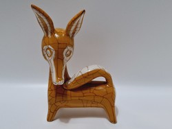 Kumpost Éva kerámia róka, 21,3 cm, restaurált