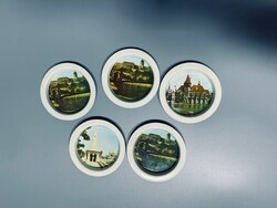5 pcs retro, Budapest themed metal coasters