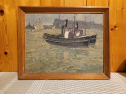 Erdélyi Mihály Szeged, 1884 - 1972, Szeged Velencei hajók festmény
