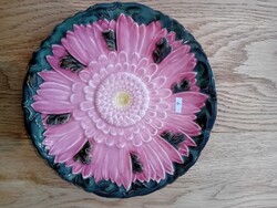ZSOLNAY RÓZSASZÍN LÓTUSZ MINTÁS TÁNYÉR 18 CM ÁTMÉRŐJŰ 1890 KÖRÜL 6.