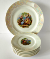 5 +1 DB RÉGI ANGELIKA KAUFFMANN JELENETES EOZINOS T.C ALTWASSER PORCELÁN SÜTIS,DESSZERTES KÉSZLET