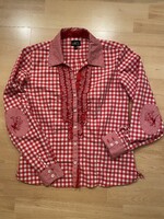 Trachten, dirndl blúz, hímzett, kockás, Alpin de lux