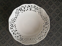 Gallo porcelán, áttört szélű kínáló tál, hófehér