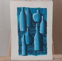 (K) Absztrakt festmény 30x42 cm Berger