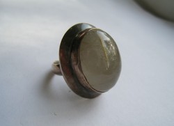 Rutilkvarc köves ezüst gyűrű, design gyűrű, nagy méret!