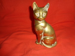 Ülő macska sárgaréz  szobor
