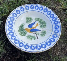 Madaras népi festett falitányér, tányér