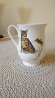 Szép formájú,cicás,szöcskés,gyíkos Könitz porcelán bögre