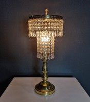 Réz kristály asztali lámpa hollywood regency
