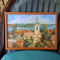 Bánfi József Szentendre városkép olajfestmény