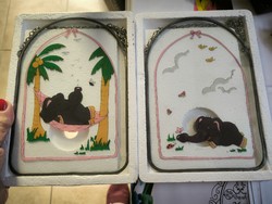Glass painting, hand-painted glass picture for sale! 2 pcs