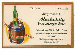 Boros címke: Szeged,muskotály csemege bor.