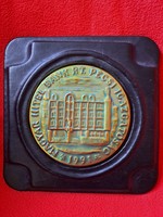 Zsolnay eozin plakett / emlékérem / falidísz "MAGYAR HITEL BANK RT. PÉCSI IGAZGATÓSÁG 1991"