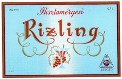 Boros címke: Pusztamérgesi Rizling.
