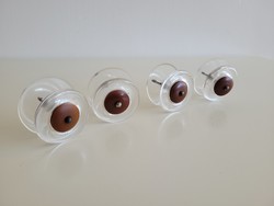 Retro 4 db bakelit és műanyag Halabala art deco szekrény vitrin tálaló nagy bútorgomb bútor fogantyú