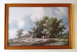 Salomon van Ruysdael - Eső után reprodukció / művészi nyomat szép aranyozott keretben nagy méretű