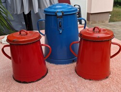 Retro 1 pcs WM Csepel 6 liter (Weiss Manfréd) + 2 pcs Bonyhádi 2 liter enameled canisters