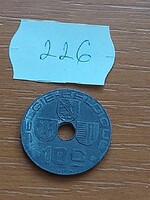 BELGIUM BELGIE - BELGIQUE 10 CENTIMES 1944 WW II. CINK, III. Leopold király  226