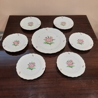 Herendi Map virágmintás porcelán süteményes készlet