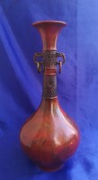 Tradicionális Japán bronz váza. Jelzett.