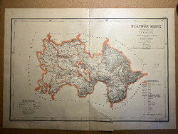Szatmár vármegye térképe. Hátsek 1880. A magyar szent korona országainak megyei térképei. Erdély.