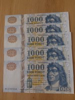 Serial Number Tracker 1000 Forint 2011 DA Series (5pcs)