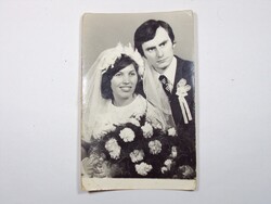 Régi kép fotó fénykép - esküvői portré, menyasszony, vőlegény