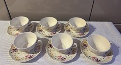 Zsolnay porcelán pillangó mintás gyárilag aranyozás nélkül készült teáskészlet
