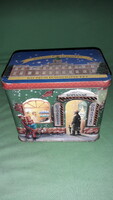 Retro 1990-es évek karácsonyi fém lemez BAT PÉCS SOPHIANAE DÍSZDOBOZ 8X12X10cm a képek szerint