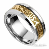 NAGYON SZÉP JÉZUS FELIRATOS ORVOSI ACÉL GYŰRŰ.