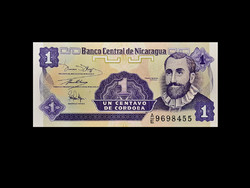 UNC - 1 CENTAVO - NICARAGUA 1991 Francisco Hernández de Córdoba képmásával - olvass!