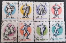 PS1665-72  / Magyarország 1959 Vívó VB bélyegsor pecsételt