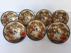 7 db Satsuma japán porcelán szakés pohár,